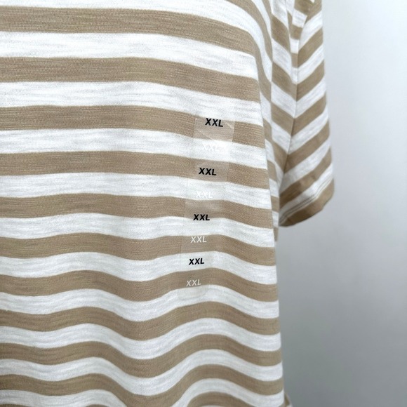NWT GAP Forever Soft Tee XXL 20 Khaki Stripe Short Sleeve Crew Neck Foreversoft - Picture 5 of 11